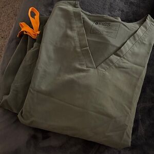 Figs women’s Dark Green Pants with Orange Accent